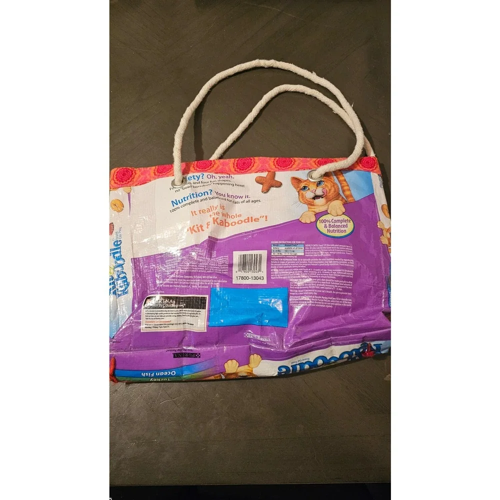 Upcycled‎ Kit and Kaboodle cat Tote bag